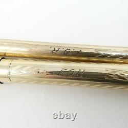 Sheaffer Flat Top Gold Filled Chevron Fountain Pen Set 14k Fine Nib, Restored