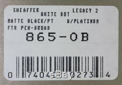 Sheaffer Legacy 2 Sandblasted Platinum & Matte Black Fountain Pen Never Inked
