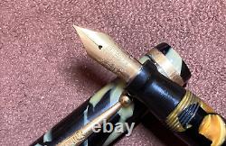 Sheaffer Senior Flat Top Fountain Pen In Black And Pearl