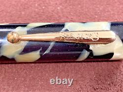 Sheaffer Senior Flat Top Fountain Pen In Black And Pearl