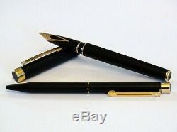 Sheaffer Targa 1003 Matte Black Fountain Pen 14k Gold Nib & Ballpoint Pen Nos