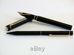 Sheaffer Targa 1003 Matte Black Fountain Pen With 14k M Nib & Mech Pencil Nos