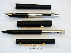 Sheaffer Targa 1003 Matte Black Fountain Pen With 14k M Nib & Mech Pencil Nos