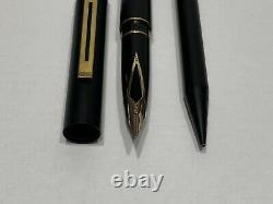 Sheaffer Targa Matte Black Gold 585/14K Nib Fountain Pen Mechanical Pencil USA