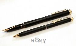 Sheaffer Targa Matte Black Laque Fountain Pen With 14k Gold Nib & Pencil Nos