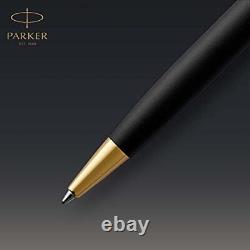 Sonnet Ballpoint Pen, Matte Black Lacquer with Gold Trim, Medium Point Black