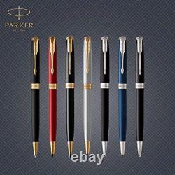 Sonnet Ballpoint Pen, Matte Black Lacquer with Gold Trim, Medium Point Black