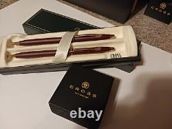 USA Made Cross Century Classic Matte Burgundy 23kt Gold Pen Pencil Set $250 Gift