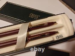 USA Made Cross Century Classic Matte Burgundy 23kt Gold Pen Pencil Set $250 Gift