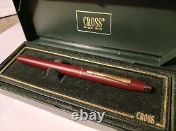 USA Made Cross Century Classic Matte Burgundy 23kt Gold Rollerball Pen $250 Gift