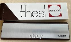 Vintage Aurora Thesi Design Roller Ball Flat Pen Original Case Silver Tone NEW
