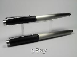 Vintage Lamy 25P Fountain Pen Set-Brushed Steel & Matt Black-W. Germany 1970s