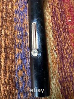 Vintage Marxton by Eclipse Black Oversize Flat Top Fountain Pen 14kt