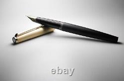 Vintage Montblanc 224 Fountain Pen-Matt Gold & Black-14K Nib-Germany 1970s