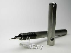 Vintage Montblanc Turbo Fountain Pen-Brushed Steel & Matt Black-Germany 1980s