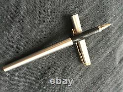 Vintage Parker 180 Fountain Pen Matte Brushed Steel Finish XM Nib