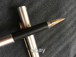 Vintage Parker 180 Fountain Pen Matte Brushed Steel Finish XM Nib