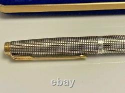 Vintage Parker 75 Fountain Pen Sterling Silver Flat Tassies 0RIng14K F nib