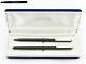 Vintage Rotring SET Fountain and Ballpoint Pen in Matte Black with old Blue Box
