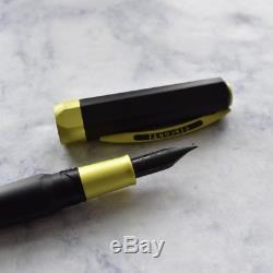 Visconti Opera Metal Roadster Matte Black & Yellow Trim Fountain Pen Tubular Nib