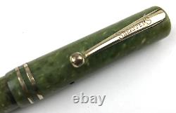 Vtg Sheaffer's Flat Top Senior Oversize Fountain Pen Jade Green Radite 1920s