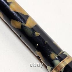 Vtg Sheaffer's White Dot Flat Top Fountain Pen Black Pearl Screw On Cap Untested