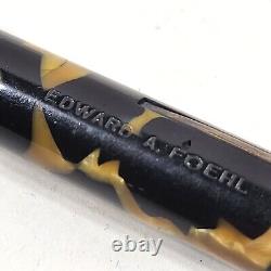 Vtg Sheaffer's White Dot Flat Top Fountain Pen Black Pearl Screw On Cap Untested
