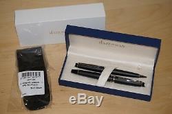 WATERMAN Expert 3 Matt Black Fountain & Ballpoint Pen Gift Set FREE Pen Pouch