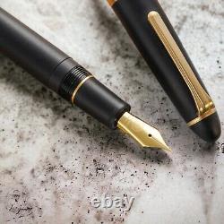 Wancher 21K Fountain Pen Sand Matte Gold II Black EF Nib NEW
