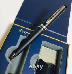 Waterman Expert Essentials Matte Black Twisted Ballpoint Pen wz/Box&Pen case F/S