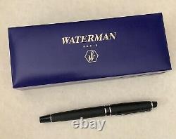 Waterman Expert II Black Matte Fountain Pen Med Nib 75325 Chrome Trim box Paris
