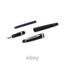 Waterman Expert Matte Black Fountain Pen with Medium nib & Blue ink Pack Of 1