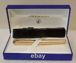 Waterman L'Etalon Pen 18k Nib MINT IN BOX, Matte Gold Plated Basket Weave