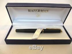 Waterman Matte Black and Gold Trim Fountain Pen Fine Nib